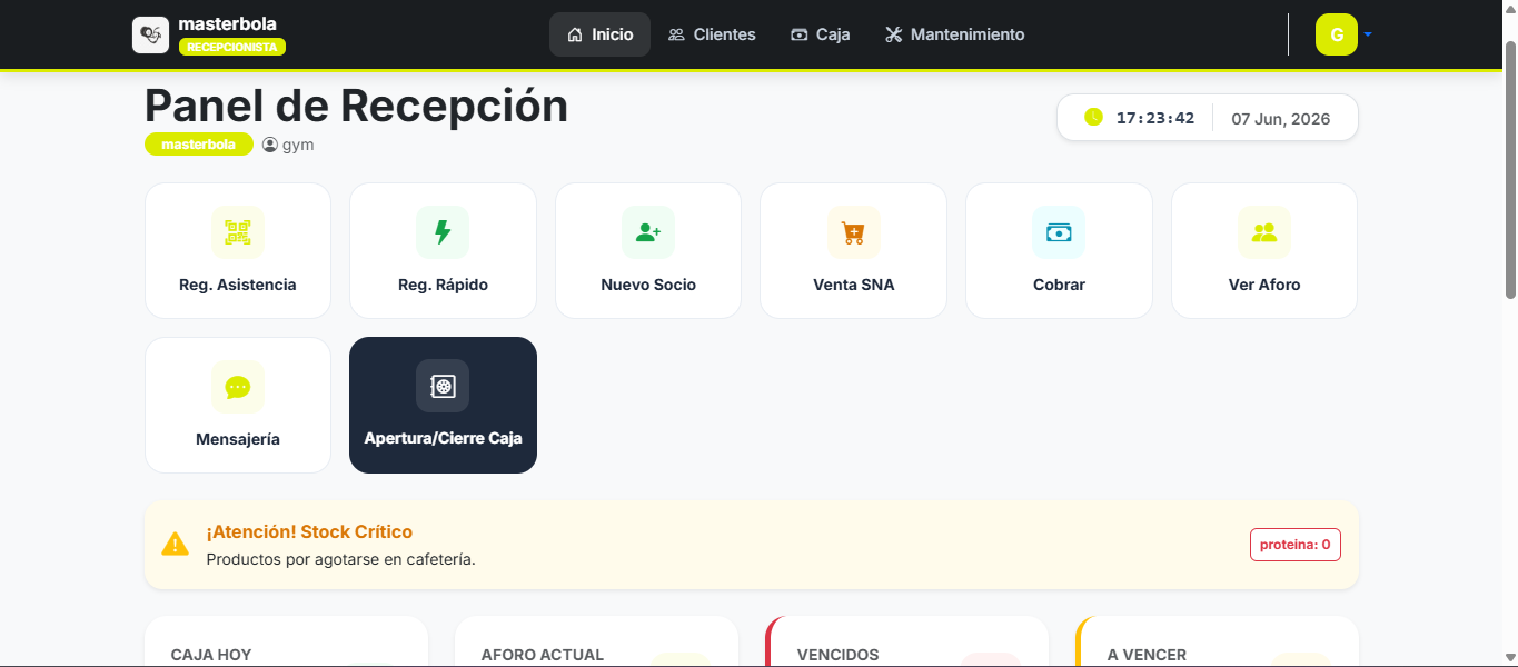 Panel de Recepción